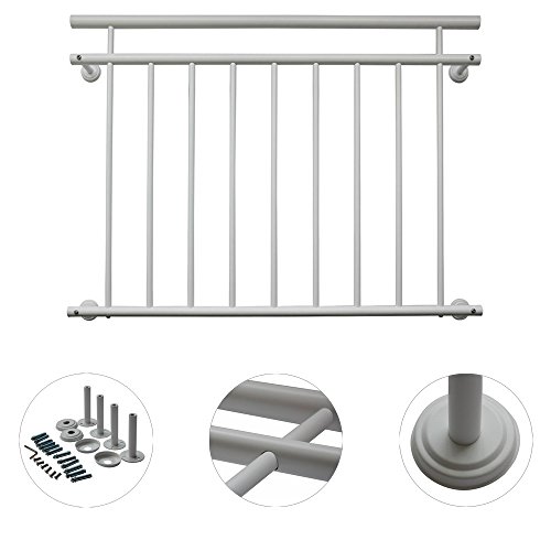 Französischer Balkon Geländer Balkongeländer 90 x 100-156 cm Schwarz Weiß V2Aox, Farbe:Weiß;Größe:128 x 90 cm - 3