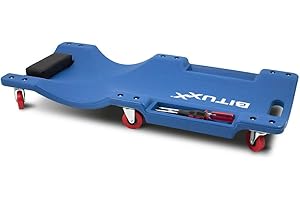 ‎BITUXX BITUXX KFZ Rollbrett Montagerollbrett Werkstattliege Auto Montageliege Montagebrett mit 6 kugelgelagerten 360° Rollen, 2 praktischen Werkzeugablagen und gepolsterter Kopfstütze