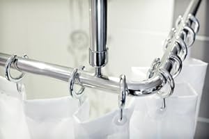 KS HANDEL 24 3er ALU WINKELSTANGE BARRIEREFREI CHROM - Bequemes durchschieben des Vorhangs ohne Hindernis - DUSCHVORHANGSTANGE FÜR DUSCHVORHANG! NEUES SYSTEM! CORNER SHOWER ROD!