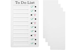 VAEIORP 1 Pcs Tablero de Plástico de Nota con 4 Piezas Cartulinas Tabla de Lista de Verificación de Tareas Tablero de Mensajes Desmontable Recordatorio de Asuntos Diarios para Hogar Escuela -Blanco