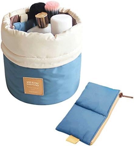 Jewelry Rarity Makeup bag Waterproof Travel Kit Organizer Bathroom Storage Cosmetic Bag Carry Case Toiletry Bag (Cylinder Blue)