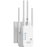WiFi Repeater, 1200Mbps Dual Band Repeater Signal Amplifier 2.4G/5G with 4 Antennas, Wifi Amplifier Extender with 3 Modes (Re