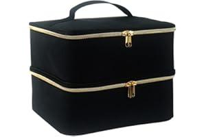 Boczif Étui de Transport Organisateur de Vernis à Ongles, Sac de Rangement de Vernis à Ongles à Double Couche - Convient à la Lampe sécheuse à Ongles et à l’Ensemble de Manicure（Noir）