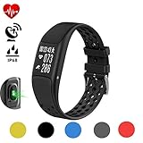 KING Watch Slim Fitness Armband Uhr mit Pulsmesser,GPS SchrittzäHler Wasserdicht IP68 Schlaf-Monitor Schlaftracker Call SMS Benachrichtigung Push mit Sport Uhr Fitness Uhr für Herren Damen,Black