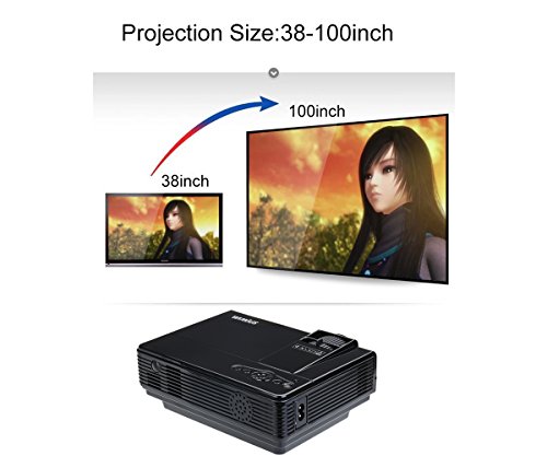 Mini Beamer HD, Video Projektor LCD Tragbarer Videoprojektor LED Projector Multimedia Heimkino mit HDMI Kabel unterstützt AV/ VGA/ USB/ SD/ HDMI WIMIUS(T3 Schwarz) - 7