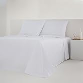 COTTON ARTean Bed Sheet Set 150 Percale Cotton 200 Thread Count Noa White | Includes 4 pieces: flat sheet, fitted sheet, 2 pi