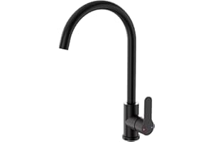 DETBOM Robinet Cuisine Noir de Haute Pression Pivotant à 360°, Robinetterie Cuisine en Acier Inoxydable, Mitigeur Cuisine avec Bec de Hauteur-257mm