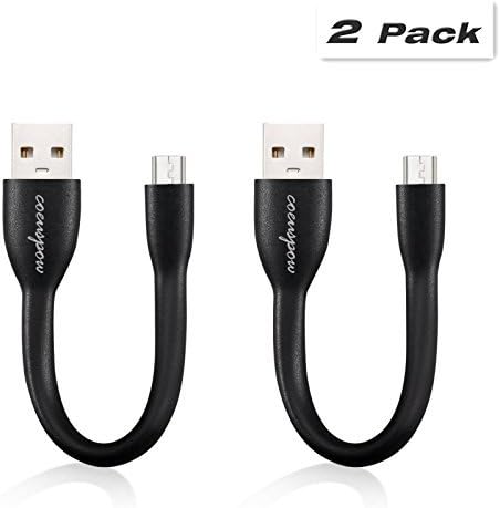 [2-Pack] Micro USB cable,Coeuspow Durable Silicone USB Charge USB 2.0 Data Sync Cable for Android Smartphone and Tablet-2*Pack 6 Inch (Black)