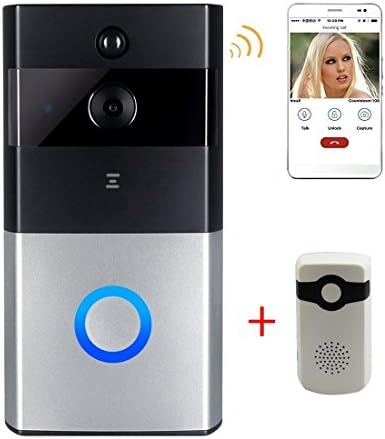 Wireless video to the doorbell Video Doorbell with HD Camera, Wireless Push Button & Wifi Extender (Battery Operated, Chrome Cover)