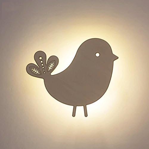 GAOLILI Wall Lamp Bedside Lamp Bedroom Art Living Room Minimalist Creative Led Personality Girl Children Wall Lamp Birdie Children's Childhood, Is The Joy Of The Sea, Is Happy, Is Love 10 LED ( Color : Wood color )