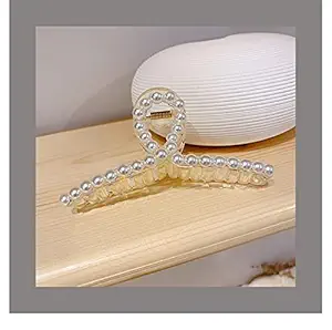 ANNA CREATIONS 1 Pcs Large Pearl Hair Claw Clips White Hair Clips Thick Long Hair Jaw Clips Clutches Barrettes Hair Accessories for Women and Girls Hair Claw Thick Hair aw Clamp Strong Hold (STYLE 2)