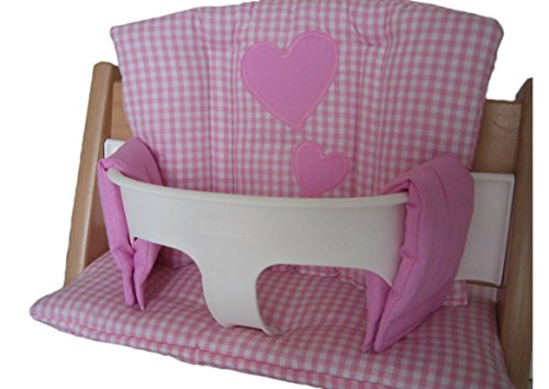 Preisvergleich Produktbild Sitzkissen rosa kariert Applikation für Stokke Treppenhochstuhl