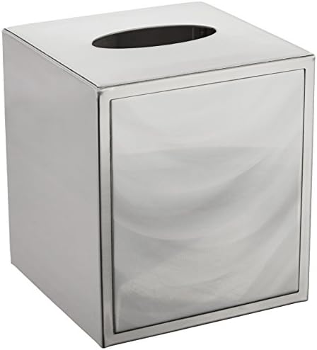 CHF Stainless Steel Bathroom Accessories Moire Tissue Box Cover Holder, Silver, 5" by 5" by 3.75"
