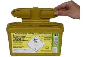 Munitech, Sharps Bin 1l Sharps Container with Needle Remover and Safety Web, 1 litre Yellow Eco Friendly - Compliant (Single Pack)