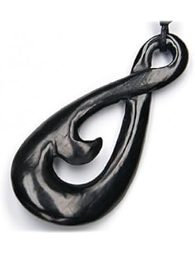 Acht Schmuck Anhänger aus Horn, Kettenschmuck handgefertigt, inkl. Textilband, 5,5cm lang