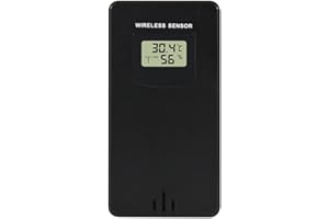 GAROSA Capteur Intelligent Portée de Transmission de 60 M Capteur de Station Météo IPX4 Capteur de Température et d'humidité étanche Compatible avec E24271 pour Bureau Suspendu (BLACK)