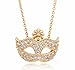 Fashion Womens Vintage Retro Crystal Fox Mask Necklace Charm Ladies Pendant (Golden)