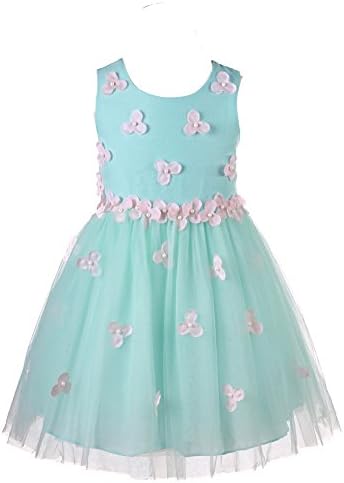 Ohlees Little Flower Girls Clothes Party Wedding Princess Tulle Dress (2-3 Years, style-11-blue)