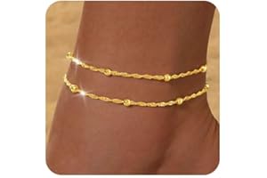ZHESHY Pulseras Tobilleras Plata Dorado para Mujeres Multicapa Tobillera 18 Quilates con Corazón Cruz Cuentas Ajustable Impermeable Moda Joyería Tobilleras Verano Playa para Mujeres y Niñas Regalos