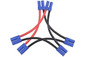 LINSYRC 2pcs EC5 Serie Serie Connettore Batteria 1-femmina a 2-maschio Adattatore con 10CM 12AWG Cavo per Losi/E-Flite