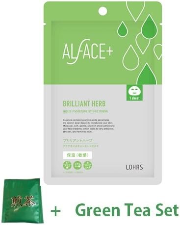 Alface Aqua Moisture Sheet Mask Brilliant Herb (Moisturizing Sensitive) - 1sheet (Green Tea Set)