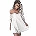 Produktbild Forh Damen aus Schulter Gitter Kleid Hälfte Hülse Mini Kleid Trägerlos Kleid Party Kleid (S, Weiß)