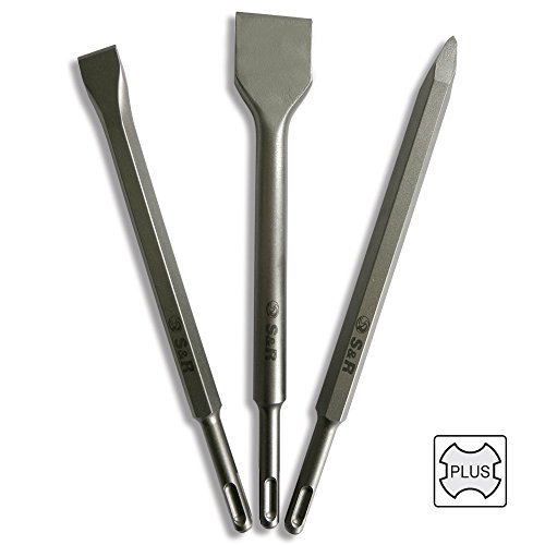 S&R Meißel-Set 3-teilig SDS-plus: Flachmeißel, Spatmeißel, Spitzmeißel. Profi-Qualität - 2