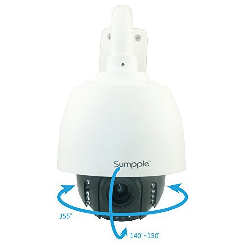 Sumpple Überwachungskamera mit 64G SD Card (HD 960P)/ Wifi WLAN Wireless PTZ 4X Optischer Zoom/ Outdoor, IP66 Wasserdicht, Bewegungserkennung, Nachtsicht, Videoaufzeichnung, Snapshot, Überwachung Kamera-Sicherheitssystem/ Unterstützt iOS, Android und Laptop PC, Weiß - 3