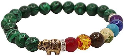 KSQS 7 Chakra Green Agate Stone Yoga Balancing Reiki Healing Buddha Lucky Charm Bracelet