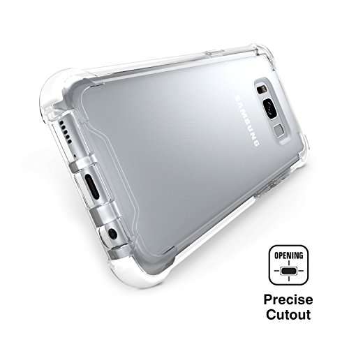 MoKo Samsung Galaxy S8 Funda - Flexible Case de Amortiguaci  n TPU de Choque-Absorci  n con Anti-ara  azos Transparente Duro Back Cover para Samsung Galaxy S8 2017 5 8 Pulgadas  Blanco