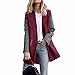 Produktbild Frauen Winterjacke, Huihong Casual Langarm Strickjacke Jacke Damen Pullover Strickjacke Lange Jacke Wind-Breaker (Rot, XL)