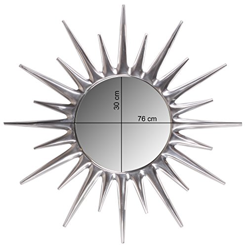 Wohnling WL1.614 Deko Wandspiegel Sunrise aus Aluminium Wanddekoration Metall 76 x 2.5 x 76 cm, silber - 2