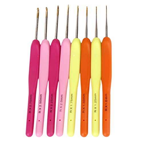 8 Größe Bunte Kunststoff Handgriff Metall Kopf Spitze Häkelnadel Nadel 1-2.75mm - 3