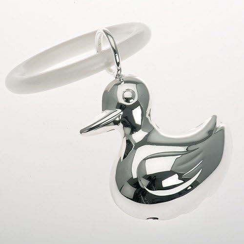 Baby Rattle Duck Silver plated with Gripping ring Baby's rattle Children rattle Christening gift Birth Christening Silver