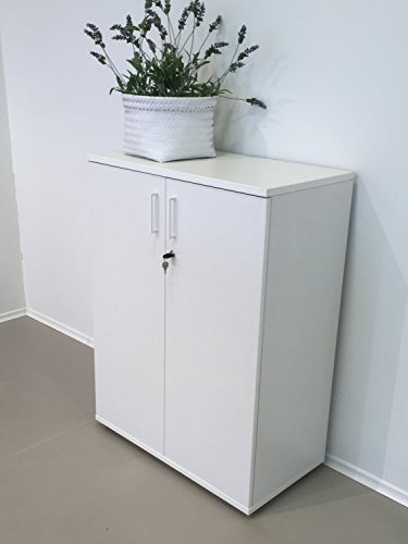 PROFI Aktenschrank abschließbar 3OH Weiß Schrank Büroschrank Flügeltürenschrank - 