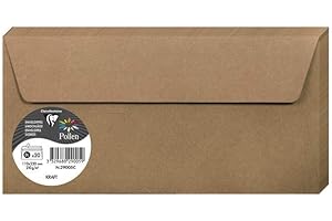 Clairefontaine 29005C - Paquet de 20 Enveloppes Auto-Adhésives - Format DL (11x22cm) - 120g/m² - Coloris Kraft - Invitation Evènements et Correspondance - Gamme Pollen - Papier Premium Lisse