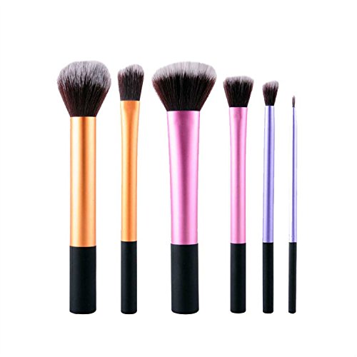 Travel Brush Set - Essential 6pcs Make Up Kit Powder Eyeshadow Foundation Blush Brushes