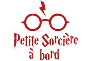 ADZIF.BIZ LE STICKER DE DECORATION Sticker Bébé à Bord - Petite Sorcière à Bord - Dimensions 16,3 x 15,4 cm - Couleur Rouge - Aspect Brillant - Protection Anti UV