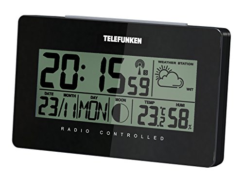 TELEFUNKEN FUD-50-W (B), LCD-Funkwecker mit Wetterlageanzeige, Temperatur und Kalender (schwarz)