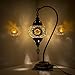 Produktbild Mosaik Lampe – Türkisch Mosaik & Schreibtisch Lampe, atemberaubende, Einzigartige Globe Lampenschirm, marokkanischer Stil, Schwanenhals Serie Schwarz/Gelb