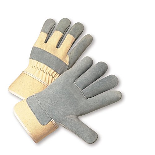 West Chester 500DC Select Split Cowhide Palm Washable Cuff Gloves, Large, Gray White (Pack of 12)