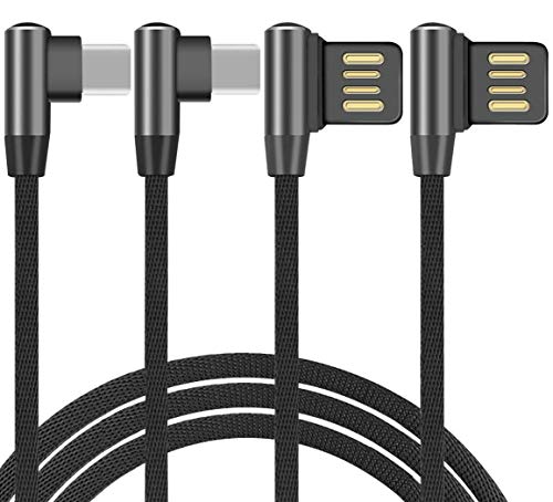 YooGoal Neuf Coude USB Type C Câble [2-Pack], à 90 Degrés Double et Double Face USB C Chargeur Rapide Câble de Synchronisation de Données(3.3FT 1M Noir)