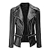 Produktbild Winterpullover VENMO Mode Vintage Outwear Frau Biker Motorrad Überzieher Zipper Jacke Bomberjacke Sweatjacke Sportjacke Übergangsjacke Bomberjacke Pilotenjacke PU Leder Fliegerjacke (M, Black)