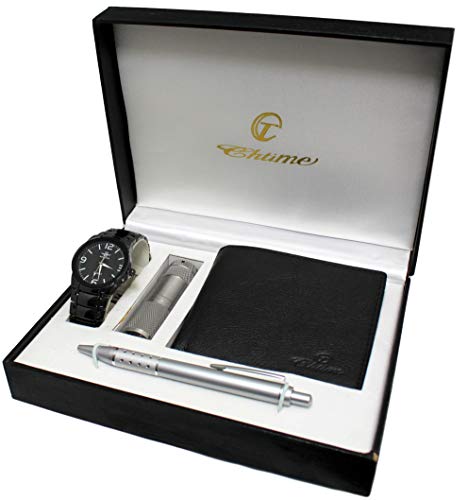 Preisvergleich Produktbild Geschenkset Armbanduhr mit Taschenlampe LED, Portfolios und Stift