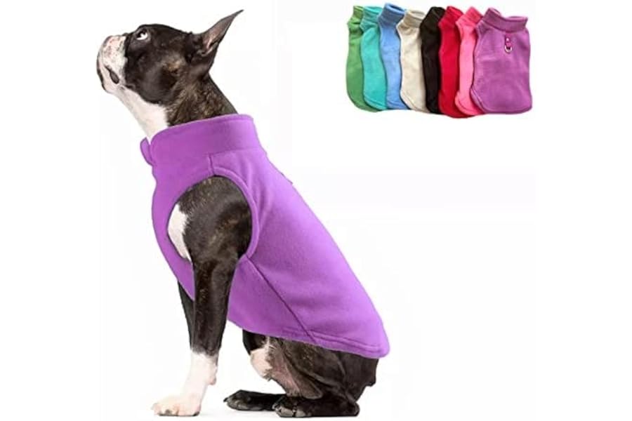 JACKO & CO - Fleece Vest Dog Sweater with Leash Ring - Soft, Warm & Lightweight Pullover Coat for Small & Medium Dogs, Puppies & Cats - Cozy Fall/Winter/Spring Pet Jacket (Purple, L (4.5-7.3 kg)