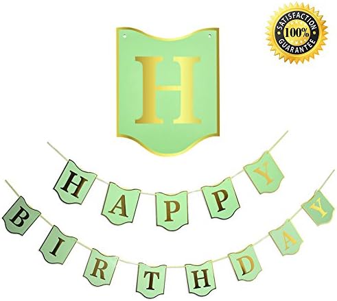 Kenmu Colorful Happy Birthday Banners, Bunting Flags Hanging Decorations for Paper Flags, Birthday Decorations Bunting Apply for Birthday Parties, Ceremonies, Bedrooms (Mint green bronzing)