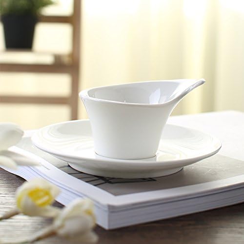 Mugcap European Plain White Ceramic Mug Water Cup Simple Espresso Coffee Cup Of English Tea Cup Apparatus Package, The Espresso Cup Saucer 2 Cup 2 Singles