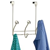 mDesign Türgarderobe – Hakenleiste zum Einhängen in die Tür – mit 6 Haken für Mäntel, Jacken, Bademäntel, Handtücher in Flur und Bad – satiniert