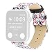 Produktbild Mumuj Echtleder Watch Band , Lederarm Banduhr Blumenmuster Gedruckt Austauschbar Band Gliederarmband Dekorativer Zubehör Uhrenarmband für Apple Watch 4/3/2/1 42   / 44mm (E)