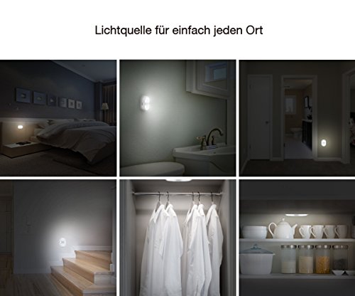 Jerrybox Nachtlicht mit Bewegungsmelder Batteriebetriebene Wandlichter mit 10 LEDs und Zweifachem Sensor, Nachtlampe für Kinderzimmer, Schlafzimmer, Treppe, Bad und Schrank - 6